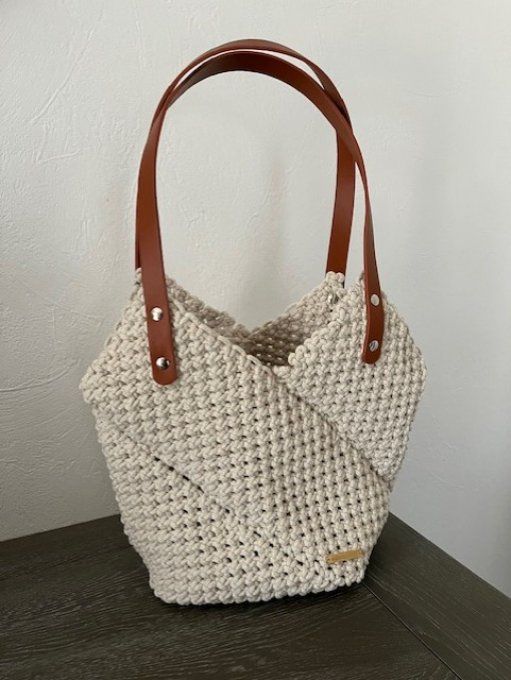 Sac en macramé Ficelle , Café ou Chocolat 