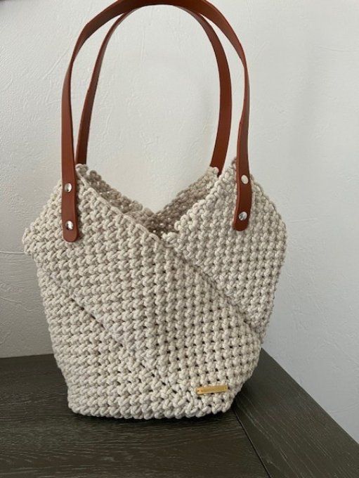 Sac en macramé Ficelle , Café ou Chocolat 