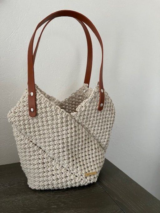 Sac en macramé Ficelle , Café ou Chocolat 